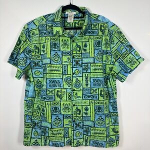 Disney Parks Trader Sam's Grog Grotto Enchanted Tiki Bar Hawaiian Shirt XL Green